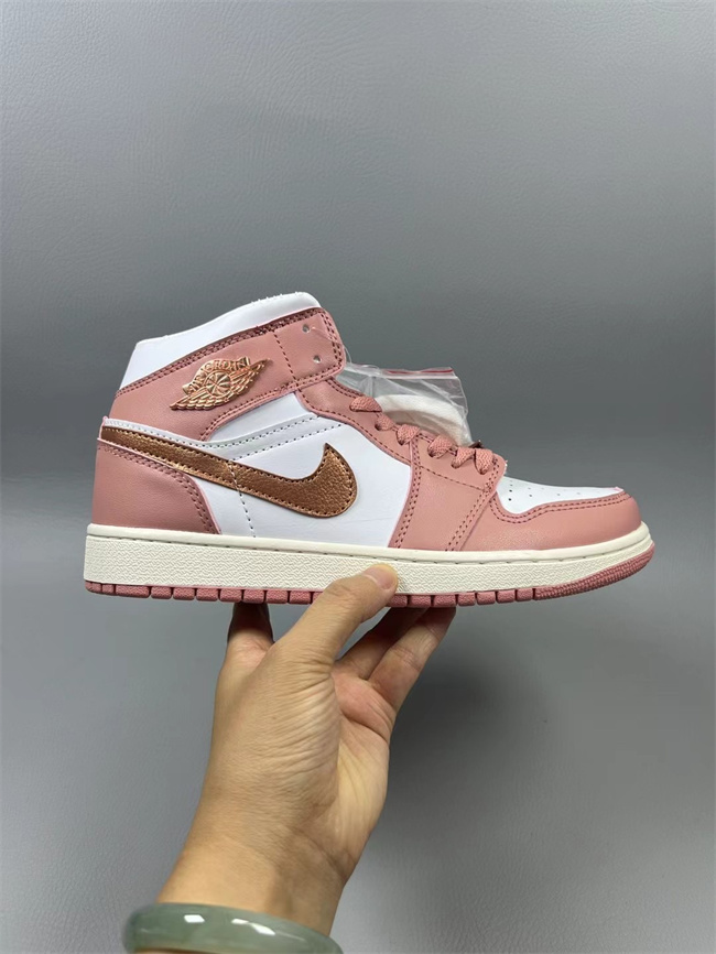 Women's Running Weapon Air Jordan 1 Pink/White Shoes 0464